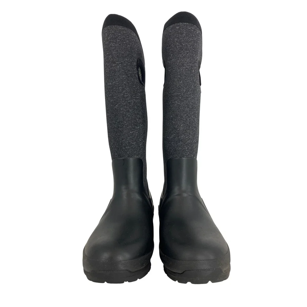 Bogs Crandall Tall Boots Womens 6 Black Charcoal Excellent Waterproof Insulated